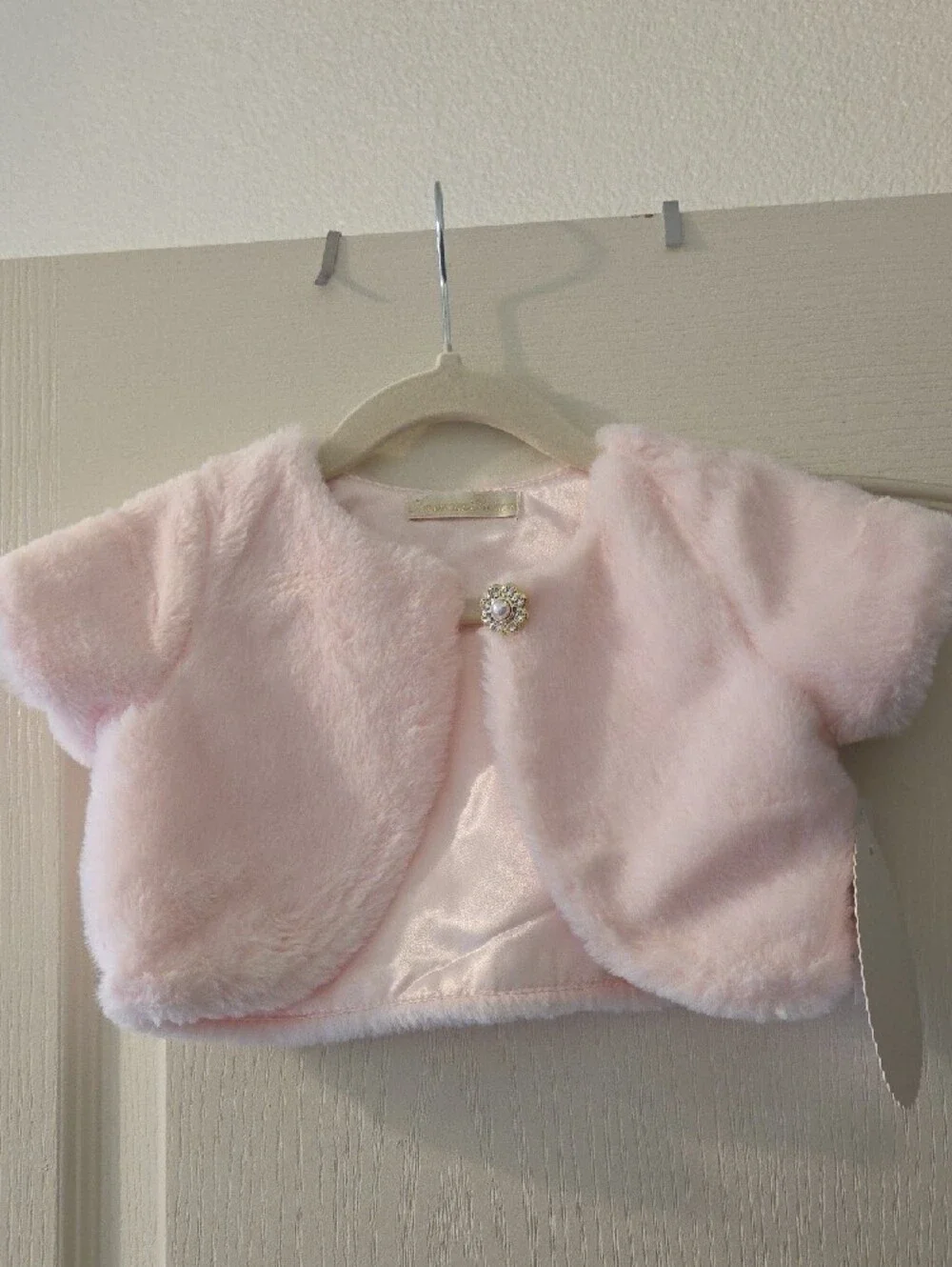 2 Piece American Princess Pink Lace Dress with Faux Fur Bolero